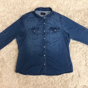 Denim Button Up Shirt with Marble Buttons